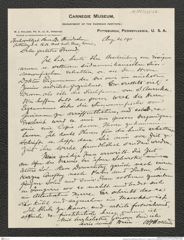Nachlass Franz Steindachner, Brief von W. J. Holland an Franz Steindachner (21.08.1911), Inv.Nr. 235.07, Seite 1